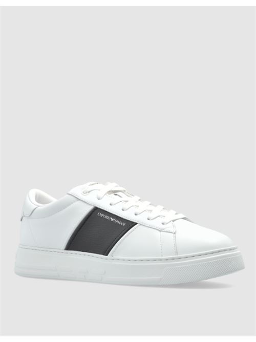 LEATHER SNEAKERS EMPORIO ARMANI | EM003701.AF18017MZ309 WHITE/NAVY